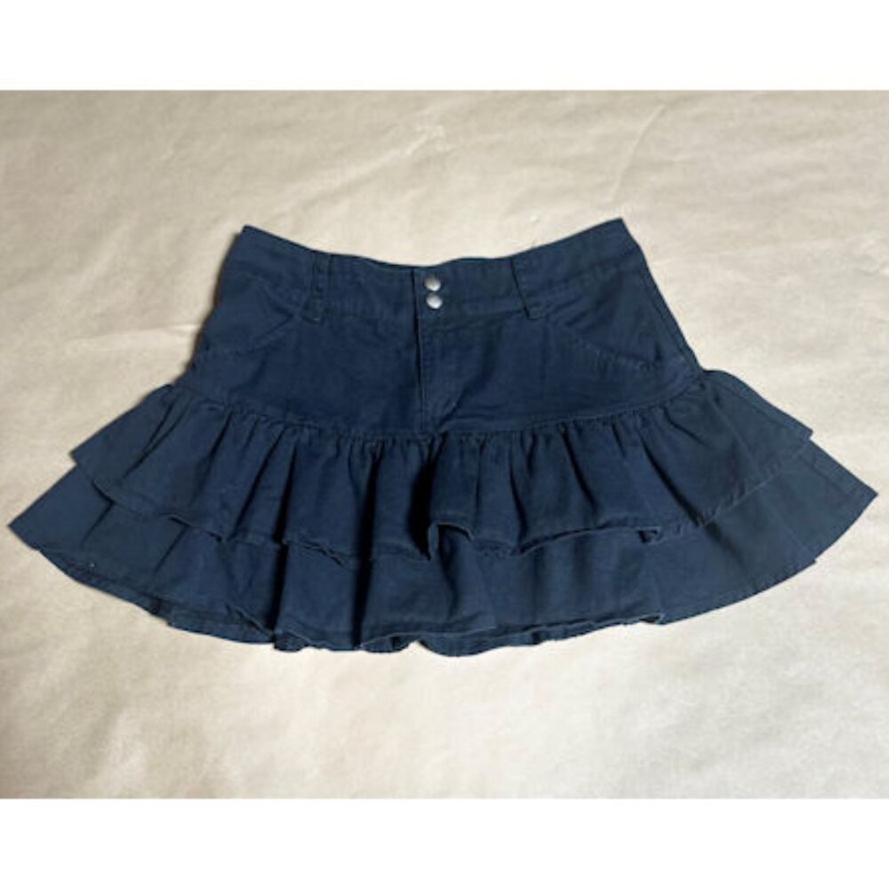 Social Collision Black Ruffled Skirt, Goth, Small - Picture 6 of 7